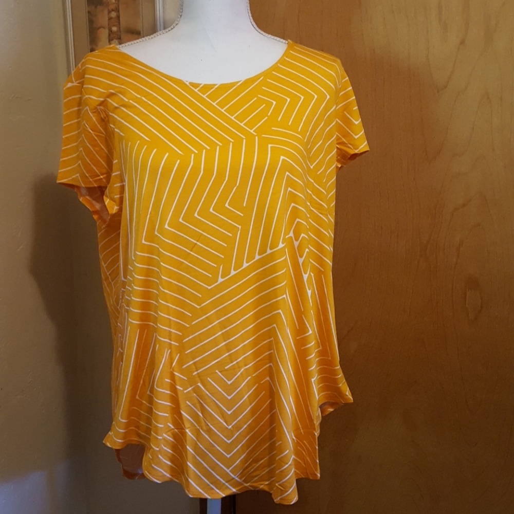 NWT Orange Shirt with shimmery White Stripes